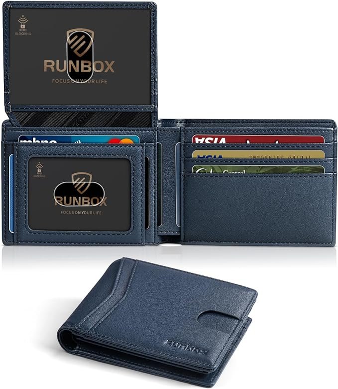 A sleek, black classic leather cardholder with multiple card slots and a minimalist design.