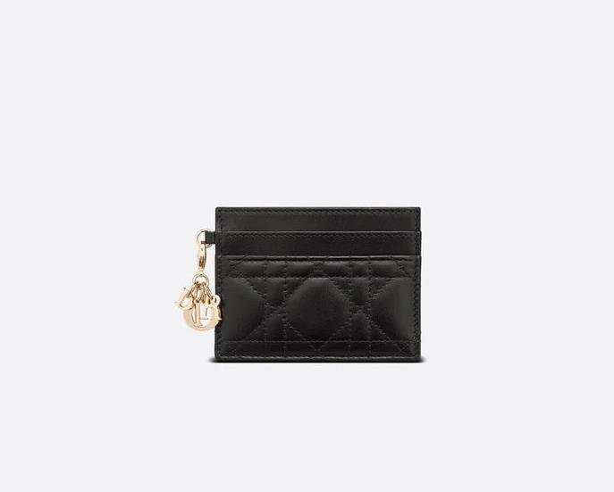 Luxurious Dior card holder in brown leather with elegant design and signature logo detailing