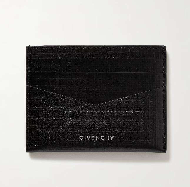 Givenchy black leather card holder with logo embossed on front