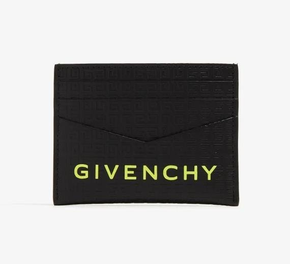 Givenchy red leather card holder with gold hardware detailing