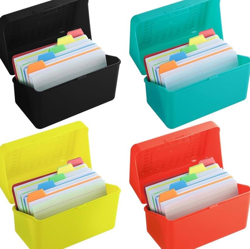 Index card holder with slots for organizing cards