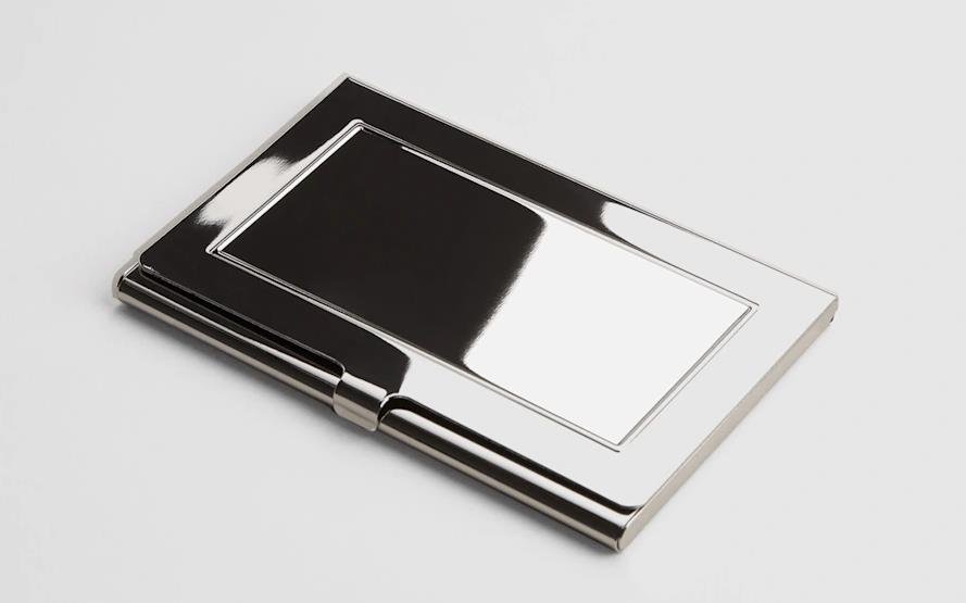Durable metal card holder with a brushed finish