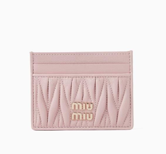 Miu Miu card holder in red leather with crystal logo embellishment