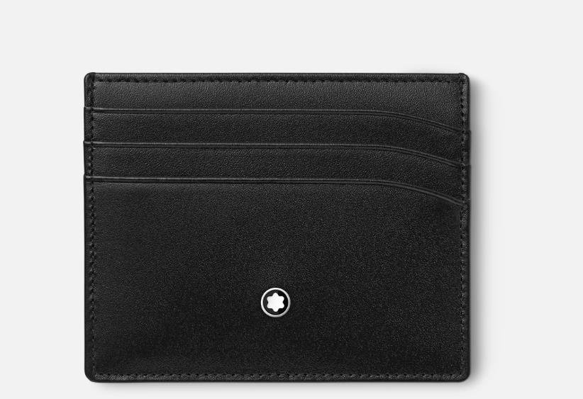 Montblanc card holder in black leather with brand logo embossed