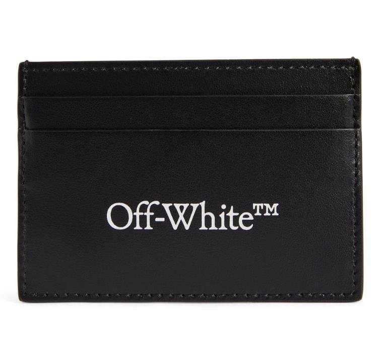White leather card holder with embossed logo