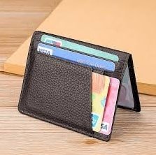 RFID card holder with transparent front and solid color backing