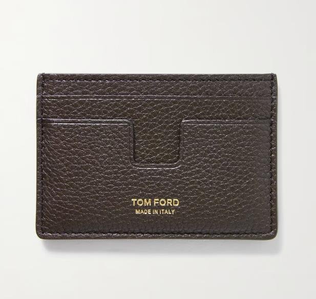 Tom Ford sleek silver card holder with embossed logo design