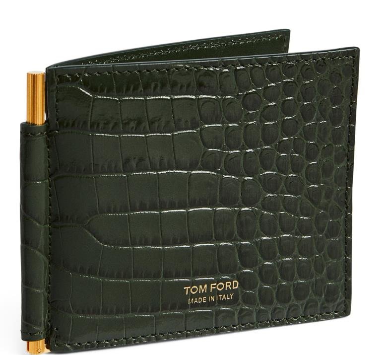 Stylish Tom Ford card holder in brown leather with subtle logo detailing