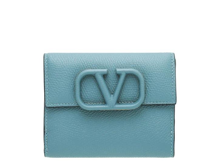 Valentino card holder in sleek white leather with subtle embossed detailing