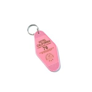 The Eagles Hotel California Motel Keychain, Vintage Keyring, Pink, Collectible