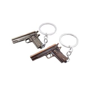 2 Pack Set Mini Pistol Gun Keychain for Women Men,Gun Charms Set…