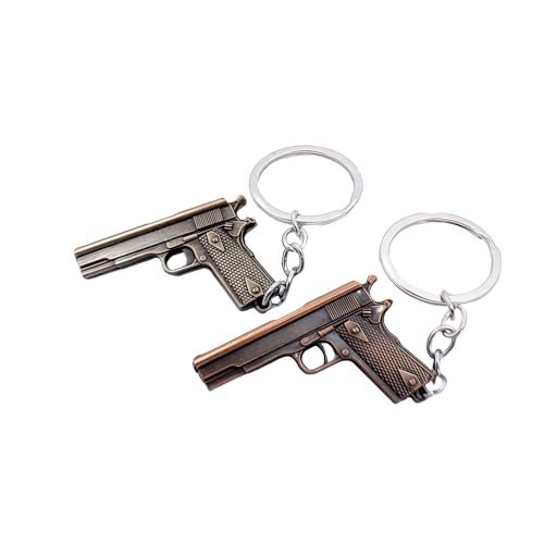 2 Pack Set Mini Pistol Gun Keychain for Women Men,Gun Charms Set…