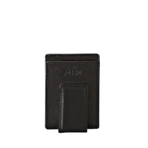 Fossil Men's Ingram Leather Magnetic Card Case with Money Clip Wallet, Black,…