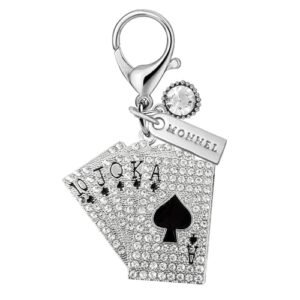 MONNEL MC620 Little Crystal Poker Cards Lobster Clasp Charm for Women with…