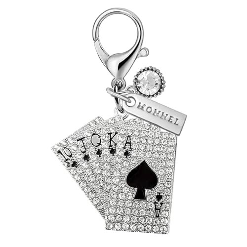 MONNEL MC620 Little Crystal Poker Cards Lobster Clasp Charm for Women with…