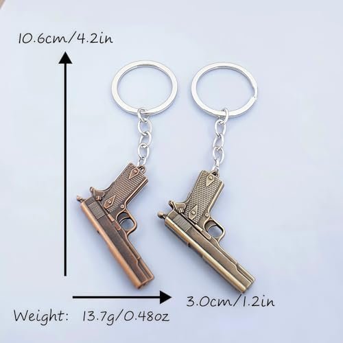 2 Pack Set Mini Pistol Gun Keychain for Women Men,Gun Charms Set… - Image 3