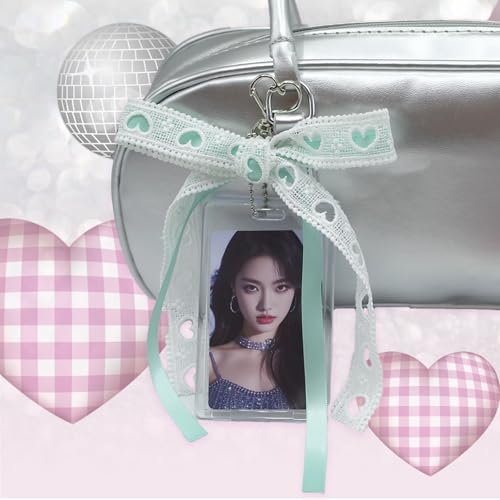 2 Sets Photocard Holder with Ribbon Bow Keychain Charm Badge Holders Cute,Transparent… - Image 6