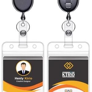 KTRIO ID Badge Holders with Metal Clip and Keyring