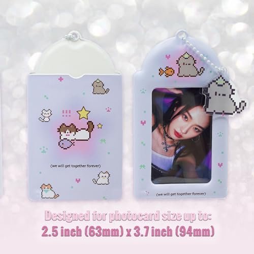 LQTIIITQL 2 Sets Photocard Holder with Cute Cat Keychain Y2K PhotoCard Holder… - Image 3