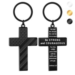 DuoDiner Cross Keychains for Men Bible Verse American Flag Mens Keychain,Mens Accessories…
