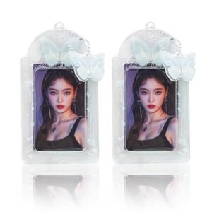 LQTIIITQL 2 Sets Photocard Holder with Butterfly Keychain Y2K PhotoCard Holder Charm…