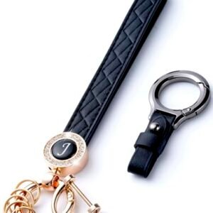 HONYJOOM Leather Wristlet Keychains, Black Key Chains for Car Keys, Women Men…