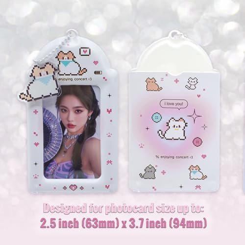 LQTIIITQL 2 Sets Photocard Holder with Cute Cat Keychain Y2K PhotoCard Holder… - Image 2