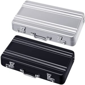 Oudain 2 Pcs Business Card Holder Suitcase Aluminum Business Card Case with…
