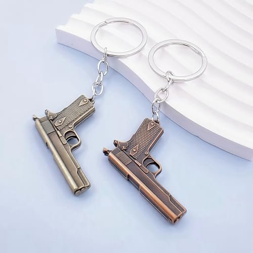 2 Pack Set Mini Pistol Gun Keychain for Women Men,Gun Charms Set… - Image 4