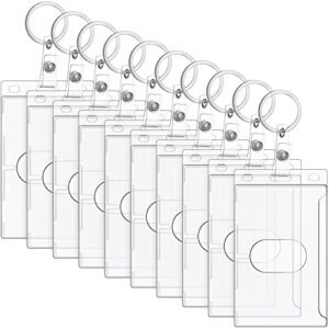 Marspark 10 Pack Keychain Card Holder Plastic Heavy Duty Badge Holder Vertical…