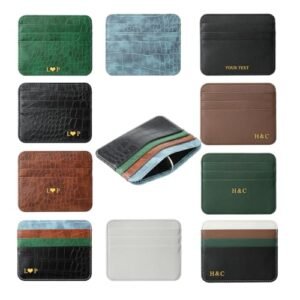 Custom Credit Card Holder Women Reversible, Personalized Luxury Vegan Leather Slim Wallet,…