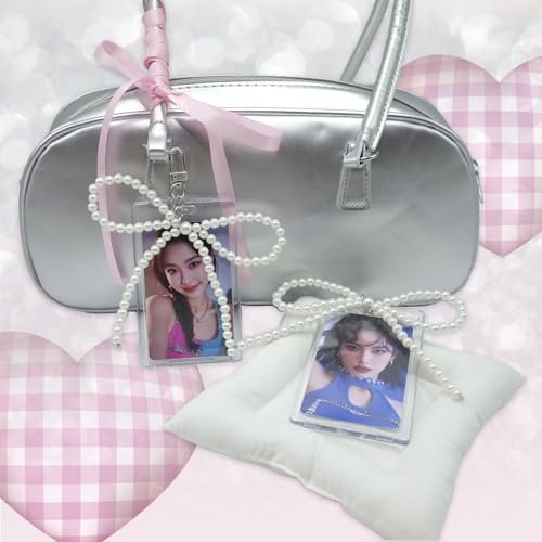 LQTIIITQL 2 Sets Photocard Holder with Pearl Bow Keychain Charm Badge Holders… - Image 5