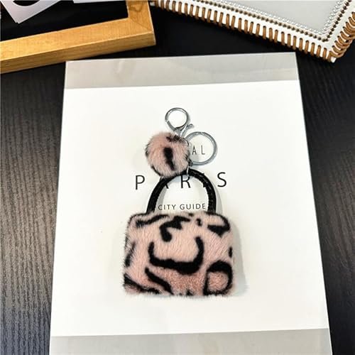 ELVRLA Elegant Classical Mini Leopard Handbag Shape Keychain Soft Plush ball Key… - Image 6