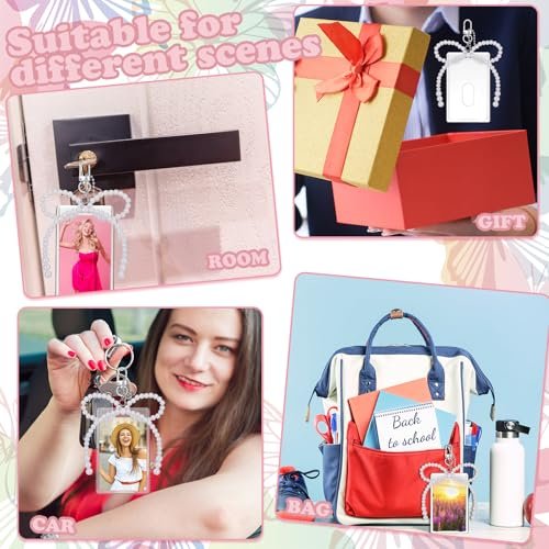 Landical 4 Sets Photocard Holder with Pearl Bow Keychain Acrylic Photocard Holder… - Image 5
