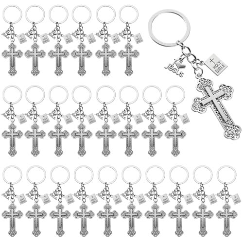 AojSup 25 Pcs Cross Key Chains Bulk, Jesus Christian Cross Keychain, Holy…