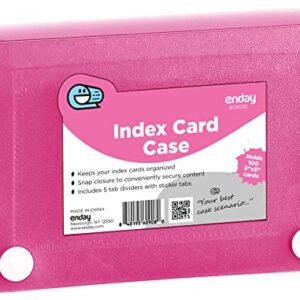 Enday Index Card Holder Pink, 3x5 Note Flash Card Organizer Case, File…