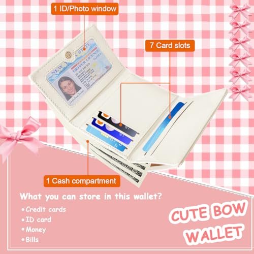 Sunwel Fashion Wallets Girls Cute Coquette Bow Small Wallet Aesthetic Card Holder… - Image 2
